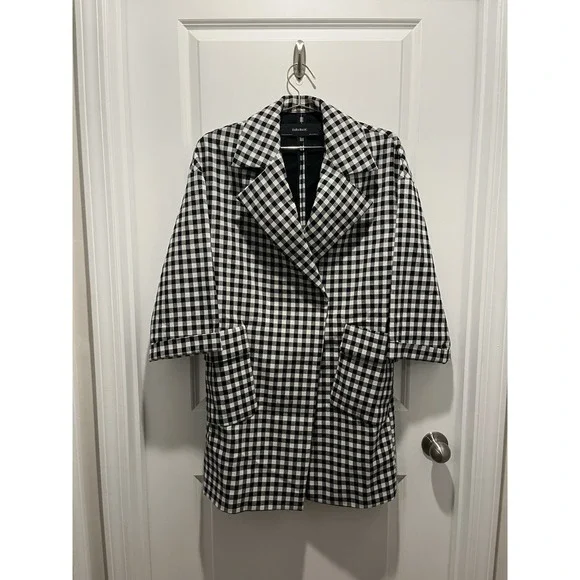 Zara check gingham dogtooth tartan coat jacket XS sold out bloggers - Picture 3 of 7